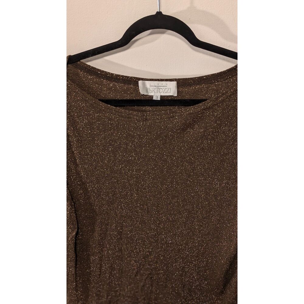 Gold 3/4 Length Sleeve Gold Sparkle Blouse - Linda Bertozzi sz. 3
